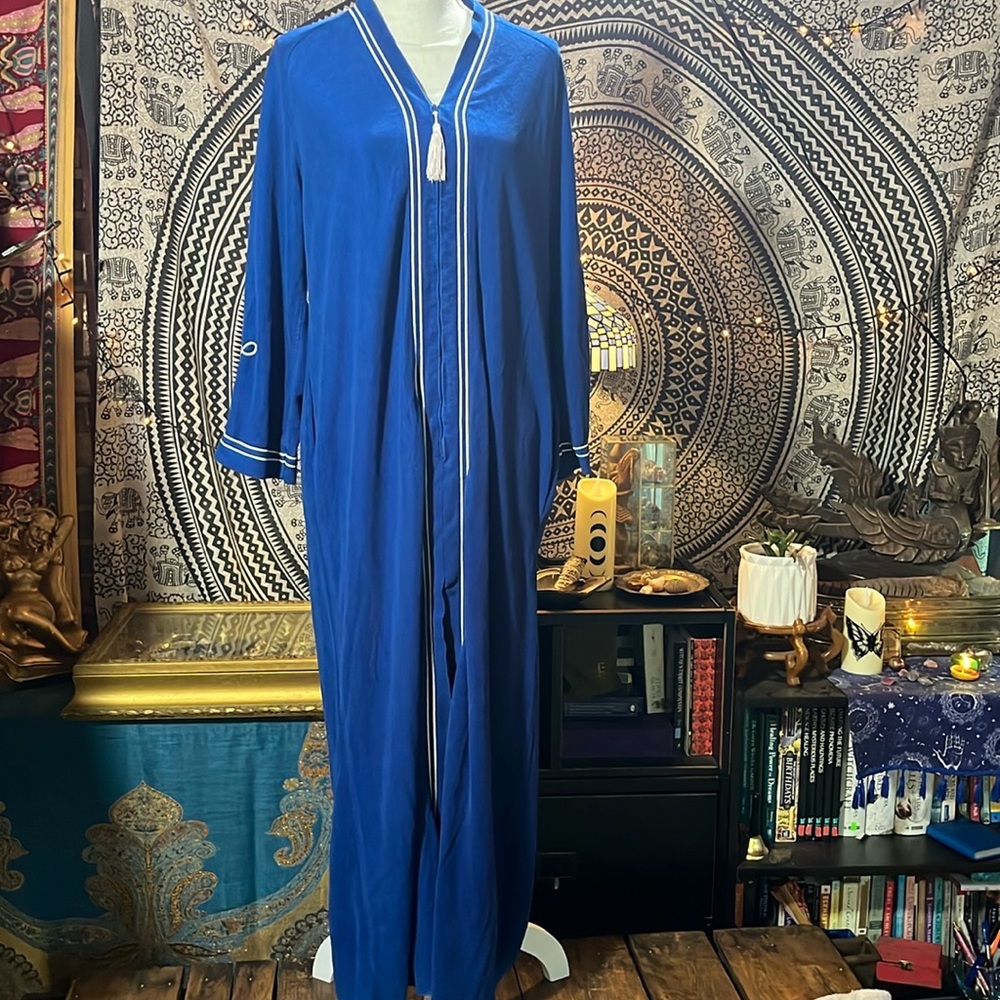 Evelyn Pearson Velour Cobalt Blue Dressing Gown House Lounger 38” Bust